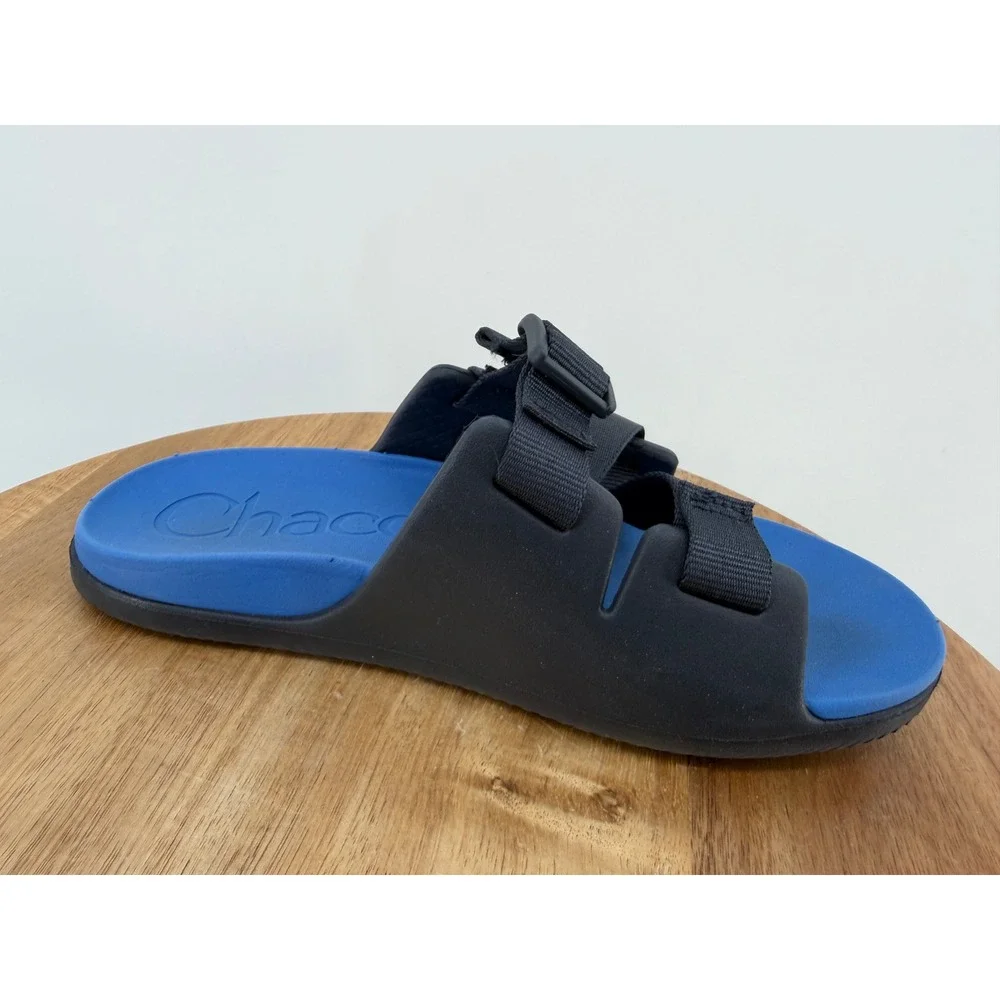 Chaco Chillos Slide Sandals Kids Junior 4 Black Blue Adjustable Z-Strap Sport